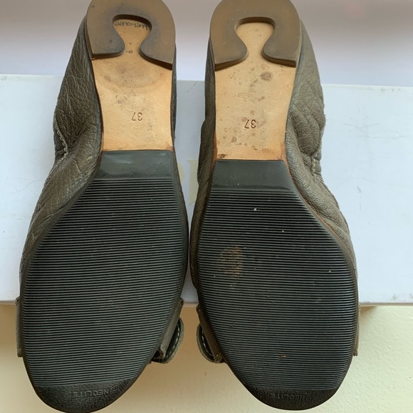 Chloe Grey Buckle Leather Ballet Flat - Picture 4 of 6